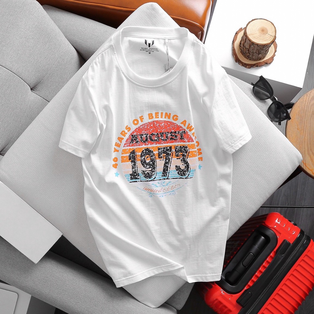 Áo thun nam cổ tròn 1973 vải Cotton co giãn,dày dặn, form regular fit thoải mái-JULIDO