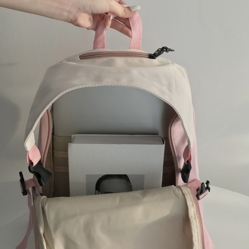 Balo đi học JEM CLOSET Chất Cotton Mịn Trượt Nước Đựng Laptop 15 inch LUBI 6563