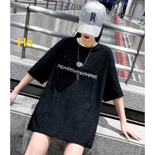 Unisex Áo Thun Nam Nữ Đẹp Oversize Cộc tay Nhũ Kim Tuyến Hoa Cúc Hot Trend-HươngSu