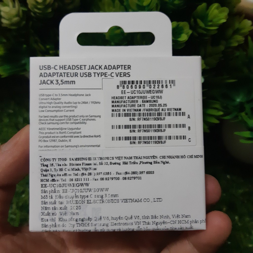 Cáp Chuyển Đổi Samsung Type C Sang Jack 3.5mm Chính Hãng (Usb-C to 3.5mm Audio Jack), Nguyên Seal, Bảo Hành Hãng