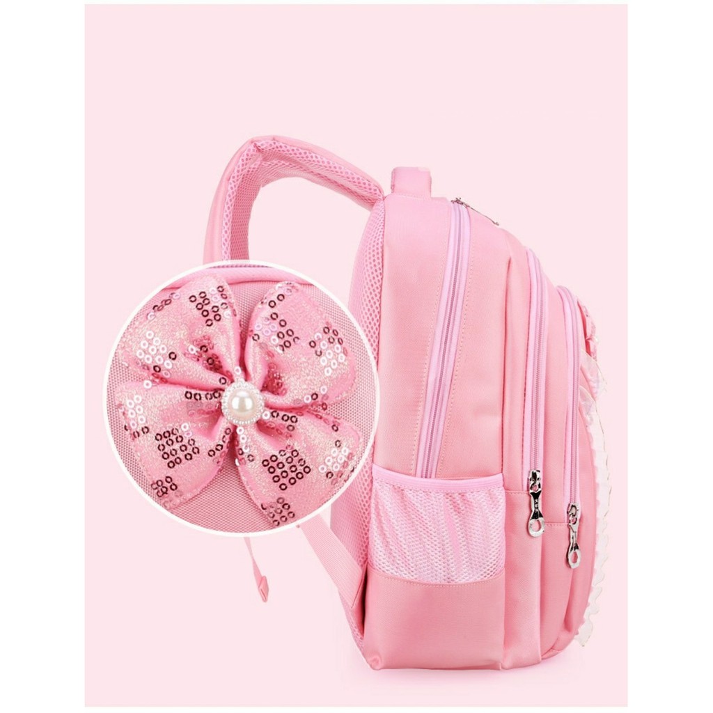 Balo Đi Học Cho Bé Gái Hình Hello Kitty chất liệu vải Polyester cao cấp, Cặp đi học cho lớp 1 - lớp 3