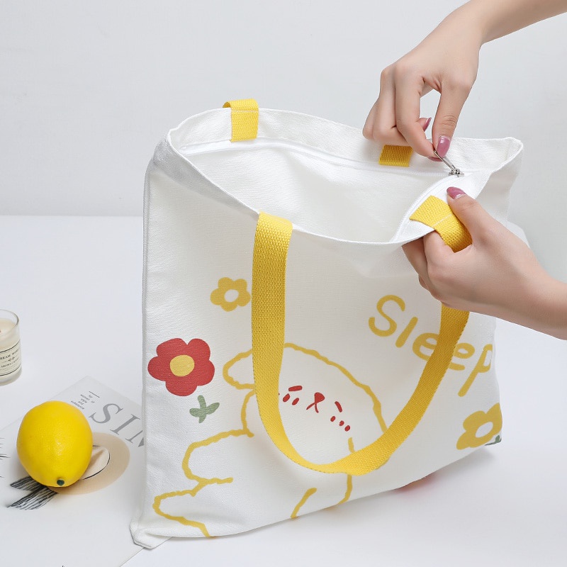 Túi vải in họa tiết hoạt hình dễ thương cho nữ