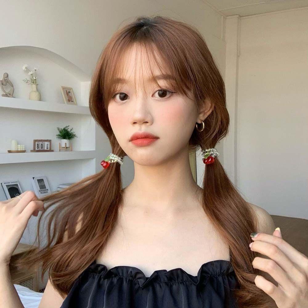 Dây Buộc Tóc Co Giãn Bằng Nhựa Resin Màu Laser Dâu Tây / Cherry WMES15H Phong Cách Hàn Quốc Dễ Phối Đồ Cho Nữ