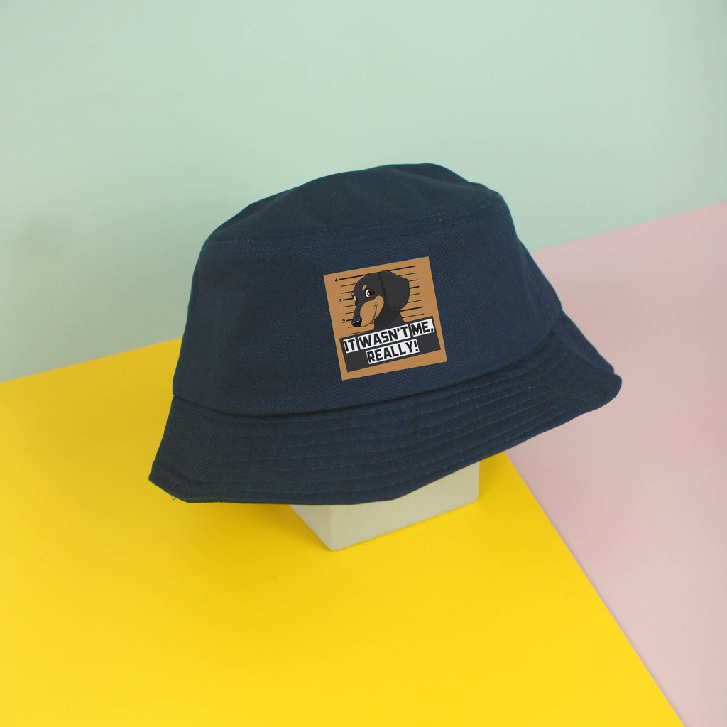 Nón bucket siêu xinh của chodole loại mũ unisex cho nam và nữ in hình độc đáo It wasn't me, really - Dachshund