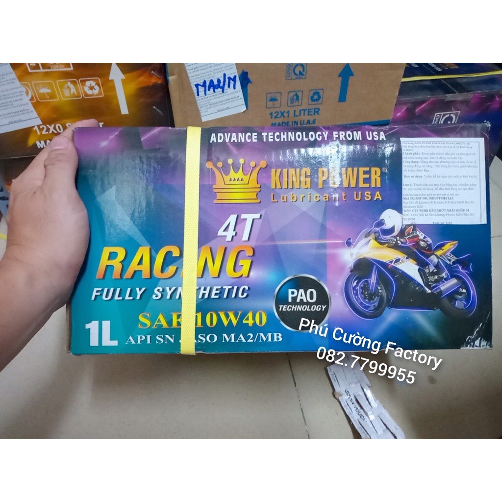 Nhớt Xe Ga King Power, dòng Racing Fully Synthetic Lon 1L , made in UAE