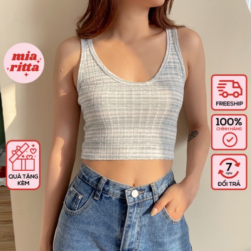 Áo croptop tanktop kẻ ngang co dãn Mia Ritta a2070 ảnh thật feedback