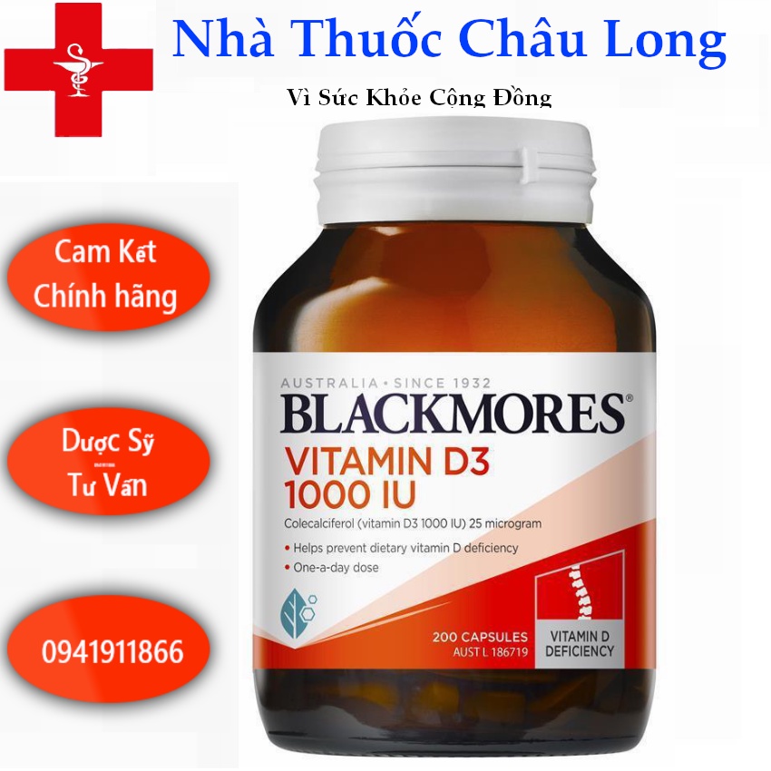 Viên uống vitamin D3 1000IU Blackmores Úc 60 viên - Nội Địa Úc - Chắc khỏe xương , tăng đề kháng , miễn dịch