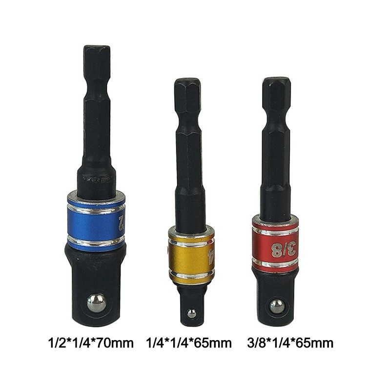 COMBO 3 đầu chuyển đổi thân lục giác sang bulong 1/4, 3/8, 1/2 inch nhiều màu cho tua vít tự động