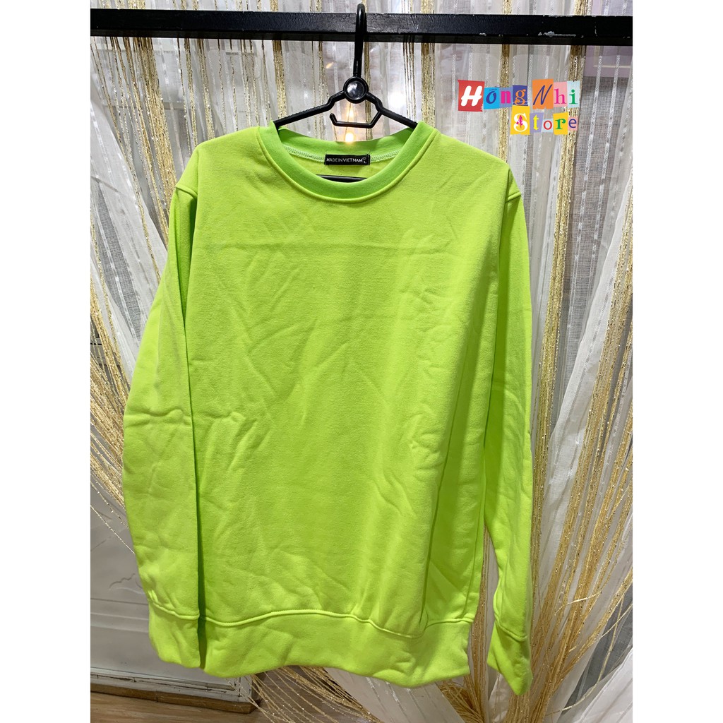Áo Sweater Trơn Ulzzang Unisex Màu Xanh Dạ Quang Chất Nỉ Bông Cao Cấp Dáng Rộng Nam Nữ - MM | BigBuy360 - bigbuy360.vn