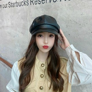 [ MÀU BE] Mũ Beret Da PU phong cách Retro
