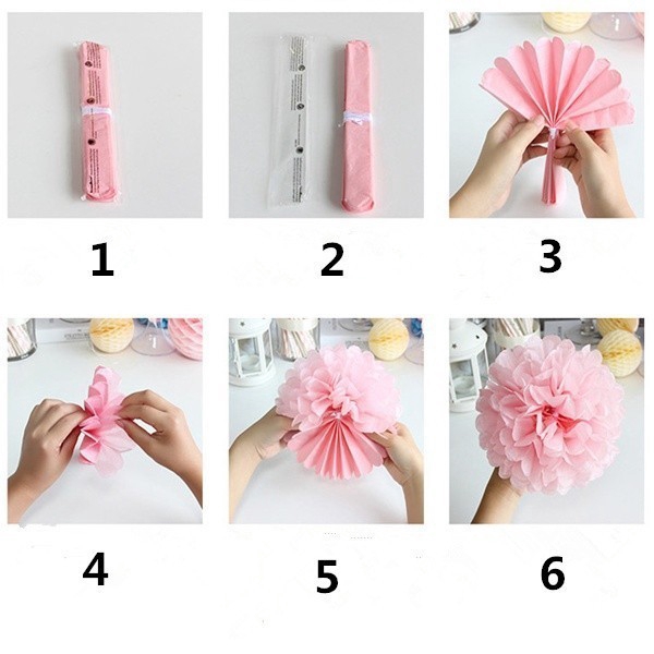 Quả cầu hoa giấy dùng cho trang trí tiệc xinh xắn tiện dụng