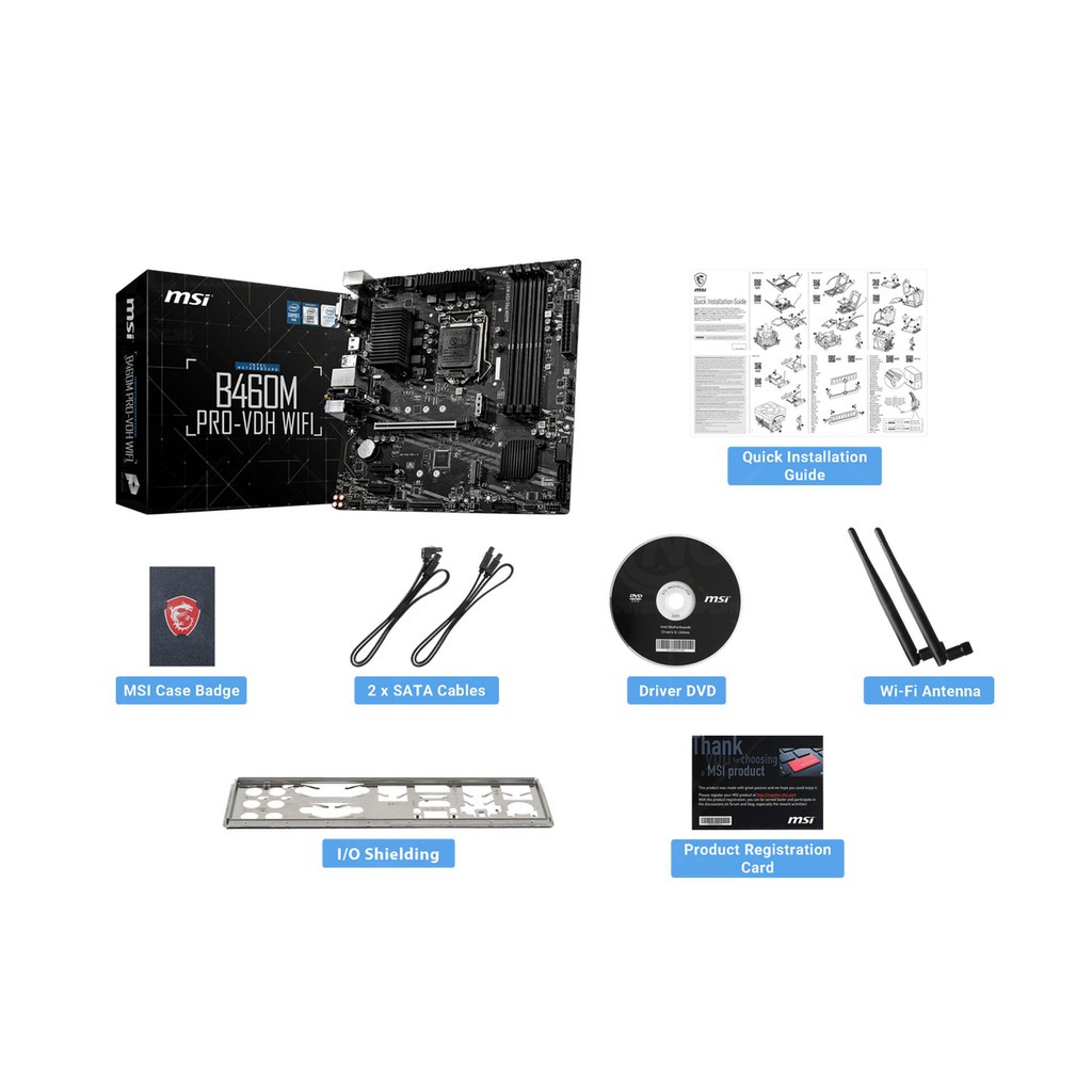 Mainboard MSI B460M PROVDH WIFI (Intel B460, Socket 1200, mATX, 4 khe RAM DDR4)