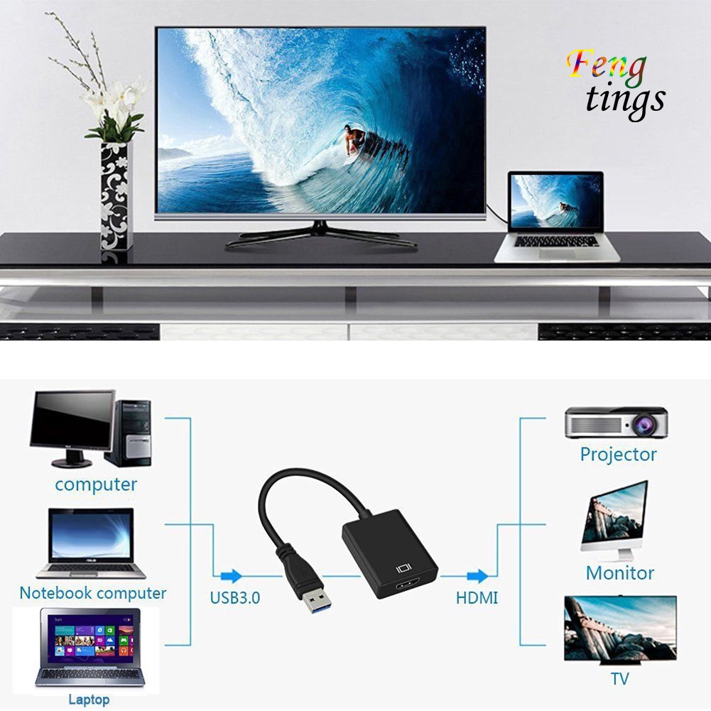 Cáp Chuyển Đổi Âm Thanh / Hình Ảnh Từ USB 3.0 Sang HDMI Cho Windows 7 / 8 / 10 PC 1080P