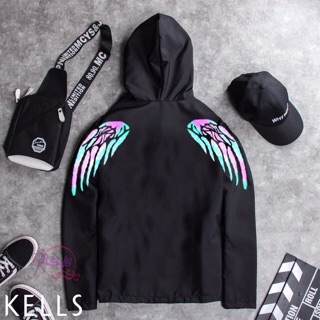 Áo khoác dù nam nữ in đôi cánh chim dạ quang