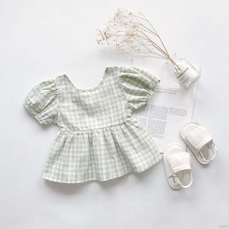 Áo thun tay ngắn in họa tiết kẻ sọc kiểu Nhật xinh xắn cho bé gái