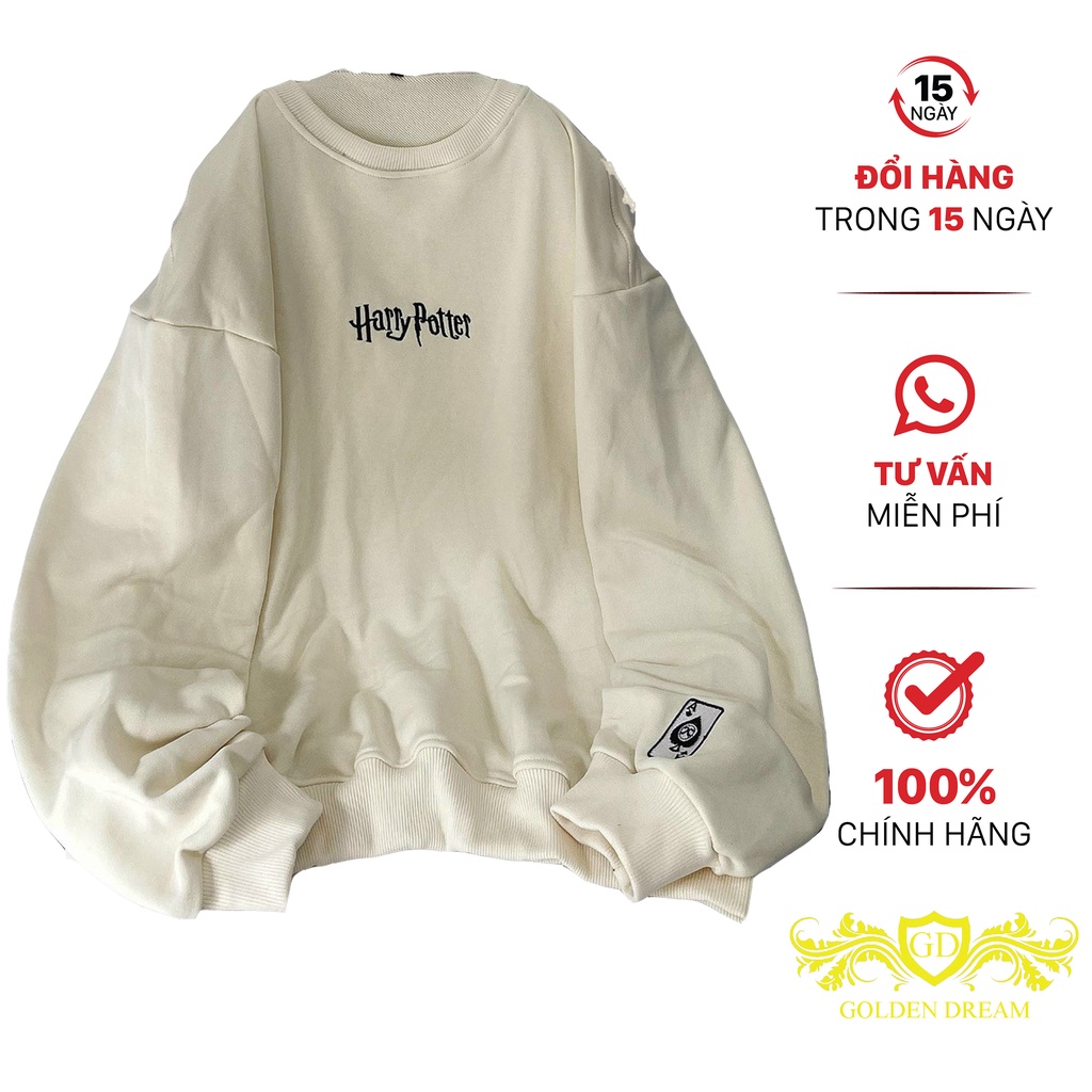 Áo Sweater nỉ thêu Harry Potter GOLDEN DREAM tay dài phồng UNISEX NE346