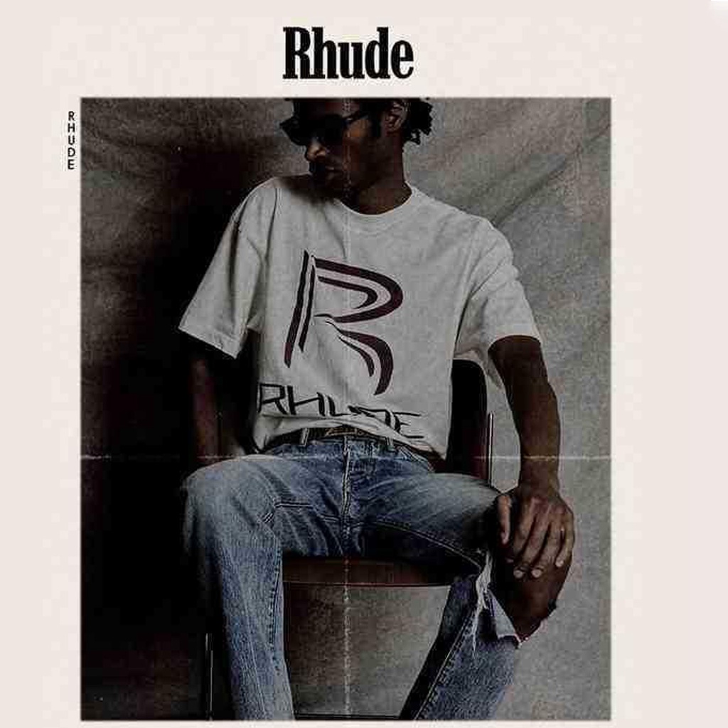 Áo thun TLS tay lỡ RHUDE unisex phông form rộng oversize chất liệu cotton thời trang nam nữ