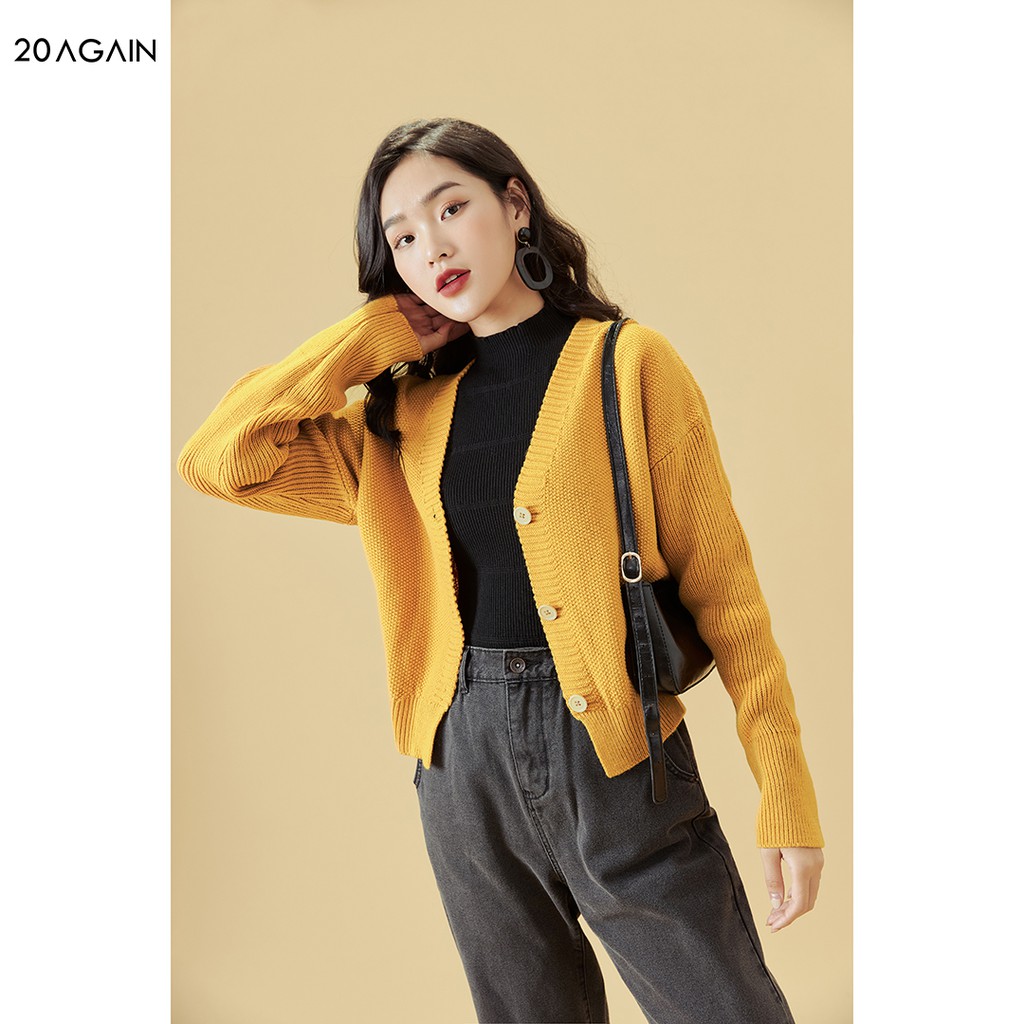 [Mã WABRAG99 giảm 10% đơn 99K] Áo len cardigan nữ dài tay 20AGAIN, chất len mịn, co giãn tốt KLA0055 | BigBuy360 - bigbuy360.vn