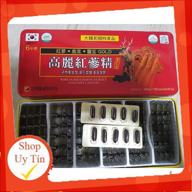 iên Đạm Tổng Hợp Hồng Sâm Nhung Hươu Linh Chi Đỏ Gold 120 Viên