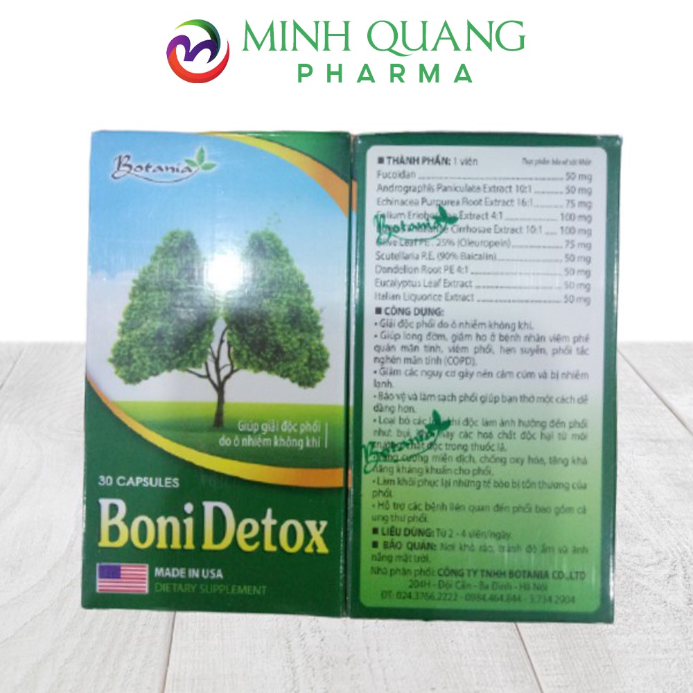 Viên uống BONIDETOX hỗ trợ giải độc phổi và giảm nguy cơ ung thư phổi hộp 30 viên