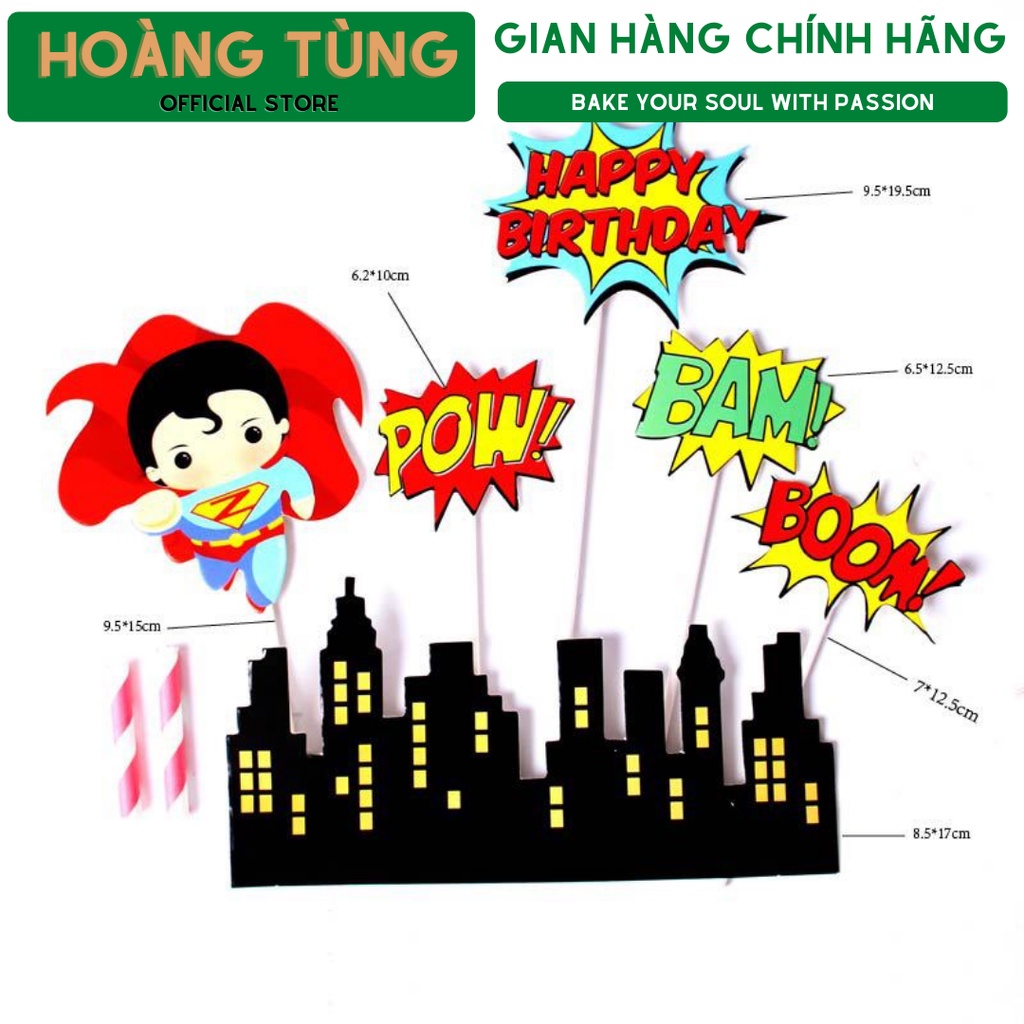 Set trang trí bánh sinh nhật, trang trí bánh kem, siêu nhân