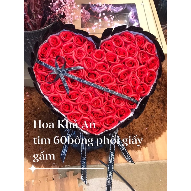 [Hoa Valentine, 8/3] Hoa sáp trái tim 60 bông vĩnh cửu cực xinh! Quà tặng tuyệt vời! Có Nowship Nội thành