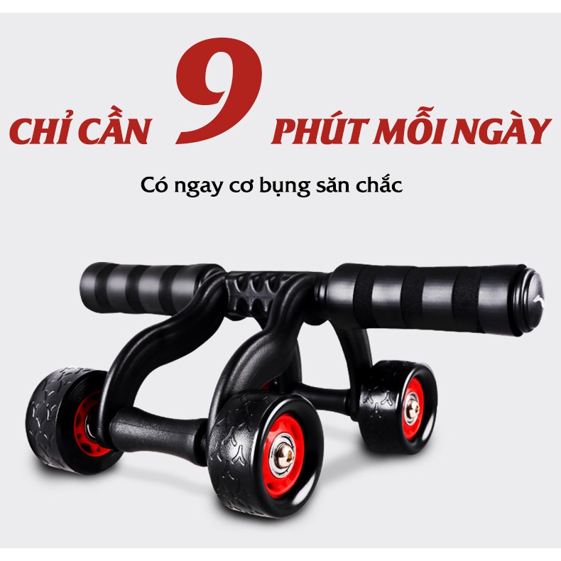 Con lăn tập bụng 4 bánh cao cấp tại nhà, dụng cụ hỗ trợ tập gym, nở ngực tại nhà