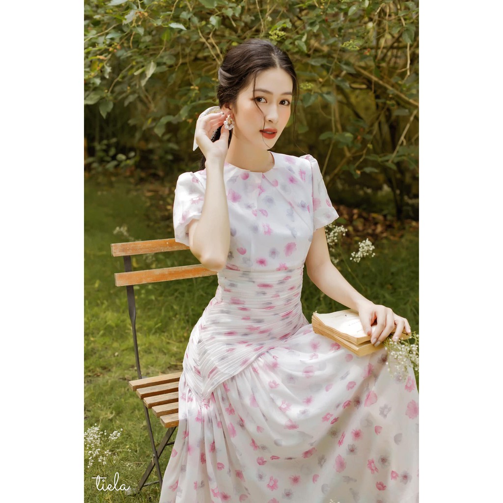 TIELA Đầm váy hoa hồng xếp nhún - Helen Dress