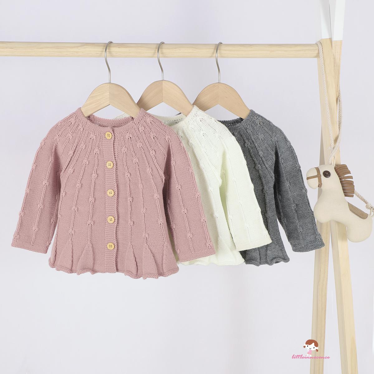 Áo Cardigan Dệt Kim Màu Trơn Đơn Giản Cho Bé Gái Xzq7-0 - 24 Tháng