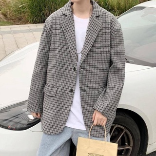 jss- Blazer kẻ sọc cổ điển Nhật Bản Loose Tide Xu hướng thương hiệu Đẹp trai Giản dị Bộ đồ nhỏ