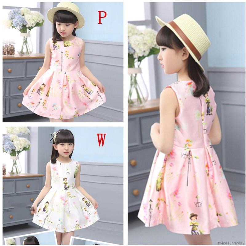 Đầm sát nách họa tiết hoạt hình xinh xắn dành cho bé gái