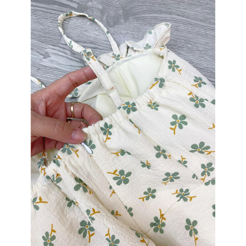 Váy hai Dây Hoa Nhí kết hợp Áo Khoác Cardigan LiLuta Store Phong Cách Hàn Quốc , Set Váy Hoa Nhí Nữ -Liluta VH01