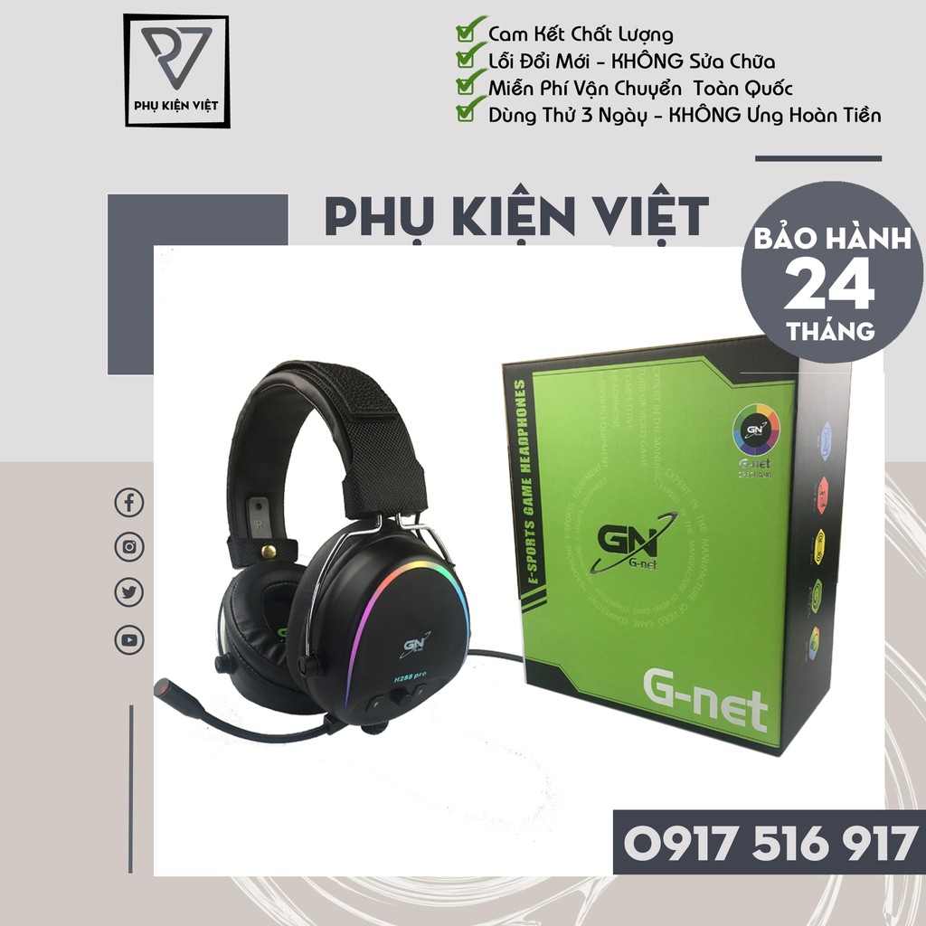 [Hàng Chính Hãng] Tai nghe Gaming G-Net H288 Pro RGB, Tai nghe Game G-Net H288 Pro RGB - Bảo hành 24 tháng