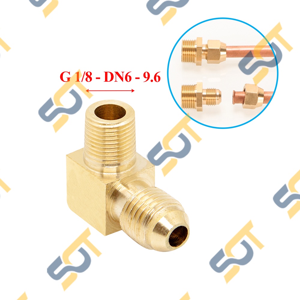 [HÀN ỐNG ĐỒNG] Co ren ngoài G1/8 (9.6) nối côn lồi cho điện lạnh & khí nén (Brass Flare Male Elbow)- Cong rắc co ren NPT