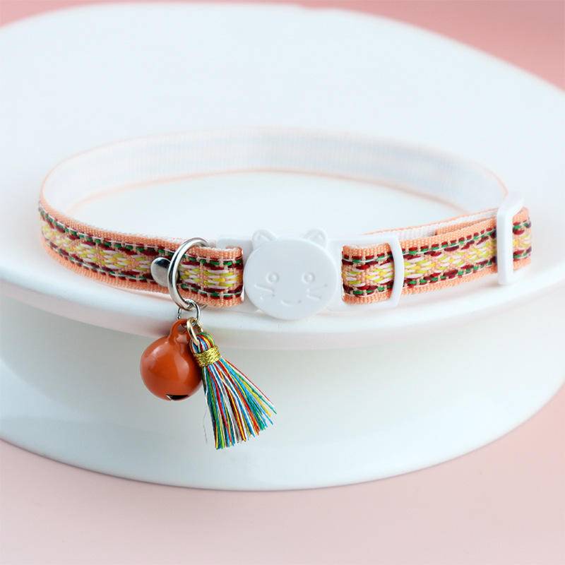 Vòng Cổ Gắn Chuông Thổ Cẩm Xinh Xắn Chống Gàu Cho Thú Cưng