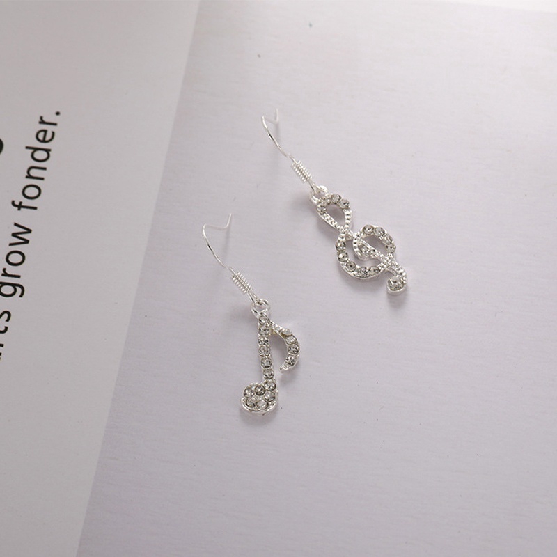 Fashion Creative Earrings Cute Crystal Music Notes Earrings Women Jewelry Accessories