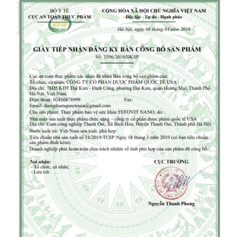 Fefovit Nano Bổ Sung Sắt, Tăng Cường Lưu Thông Máu Cho Phụ Nữ Mang Thai Hộp 30 viên