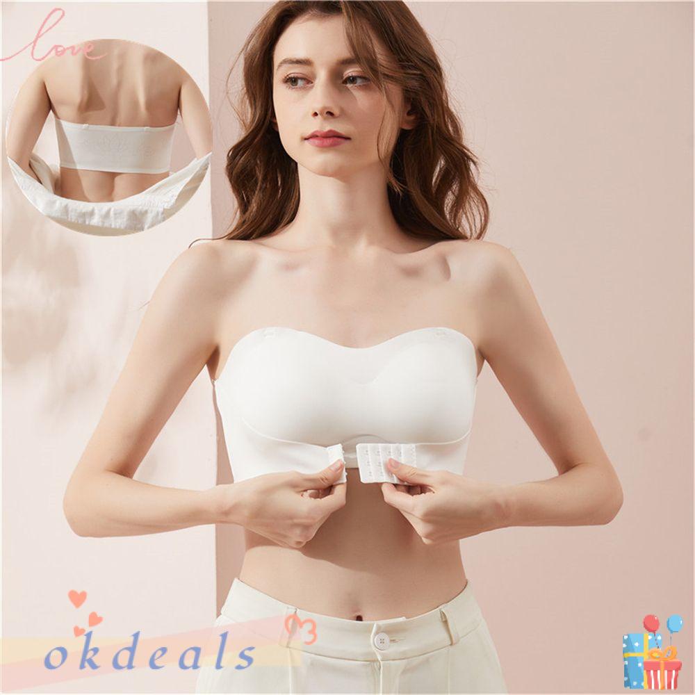 ღOKDEALSღ Summer Strapless Bra Sexy Seamless Brassiere Invisible Tube Tops Backless Wedding Front Closure Ceremony Women's Underwear Push Up Bra Breathable Bra/Multicolor