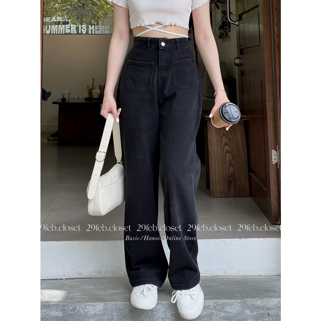 [Ảnh thật/Video] Quần jeans ống suông túi trước - 29feb.closet - Q10
