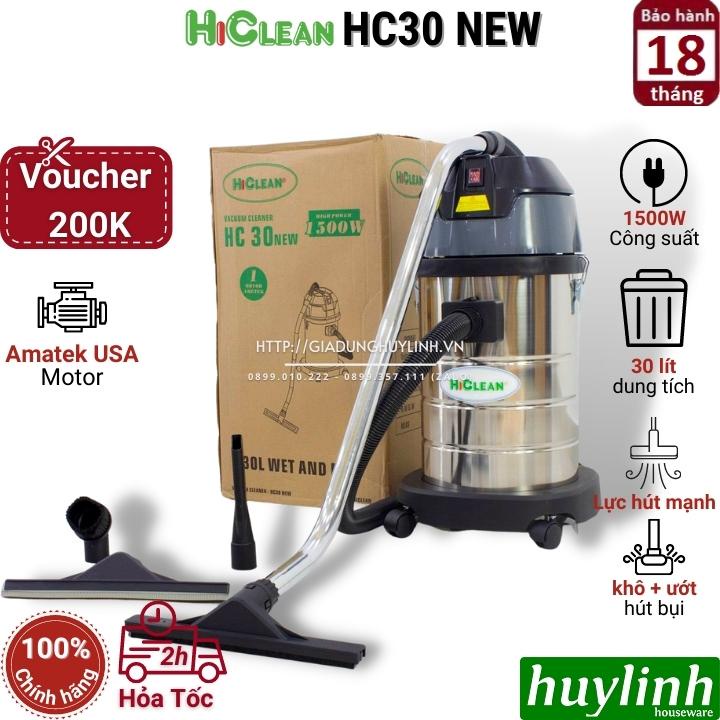 Máy hút bụi công nghiệp HiClean HC30 New - 30 lít - Tặng Voucher 200k TM
