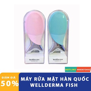 Máy rửa mặt WellDerma Cleansing Fish xanh, hồng của Hàn Quốc HALIN💖FREESHIP💖máy rửa mặt  HALINCOS29882 Cao Cấp