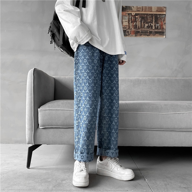 Quần Jean LV nam,nữ Ống suông, rộng In Họa Tiết_DH Style Hàn Quốc Q5 | BigBuy360 - bigbuy360.vn