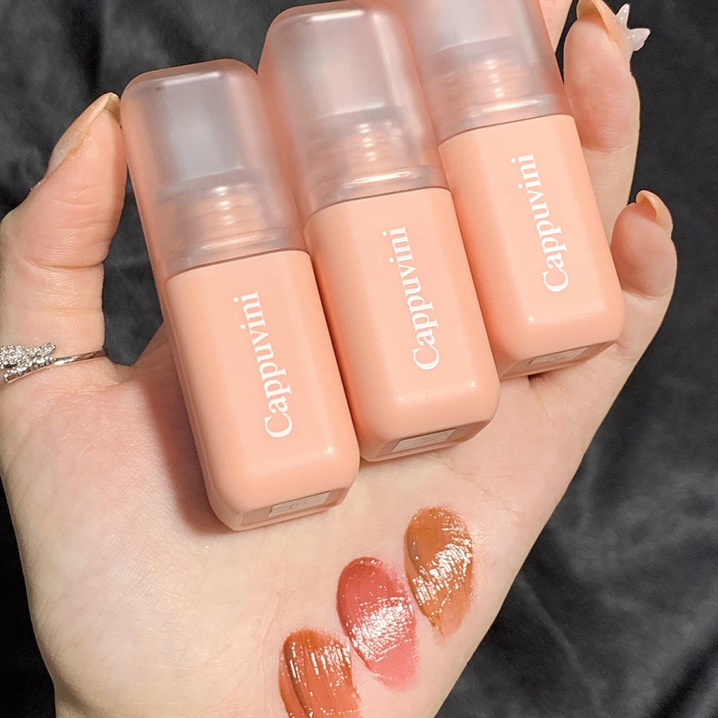 Cappuvini Son Kem Lì 6 Màu Mềm Mịn Không Thấm Nước Dưỡng Ẩm Thiết Kế Ống Màu Hồng/Xanh Lá