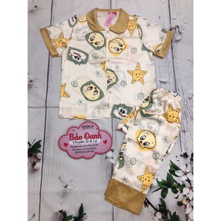 Bộ tiểu thư satin lụa cổ sen tròn