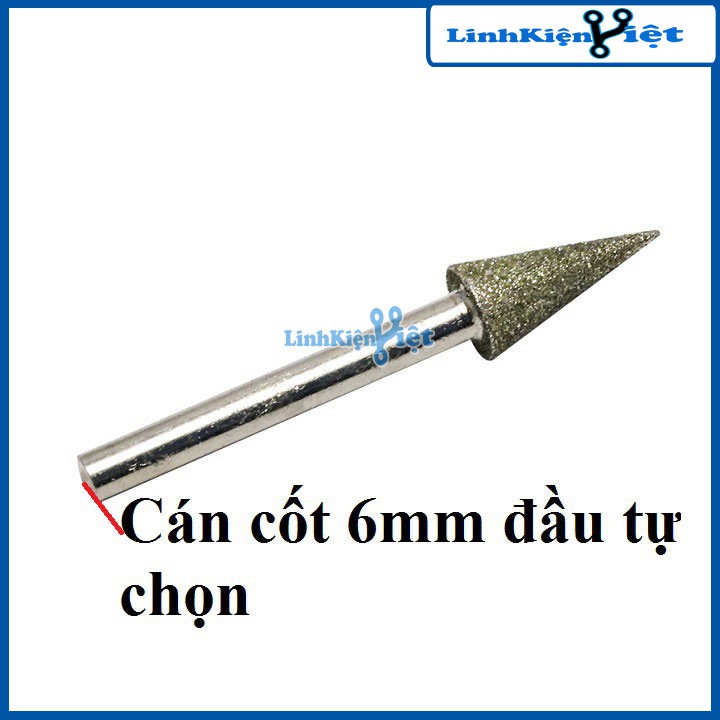 Đầu Mài kim Cương Mũi Nhọn Siêu Cứng Trục 6mm