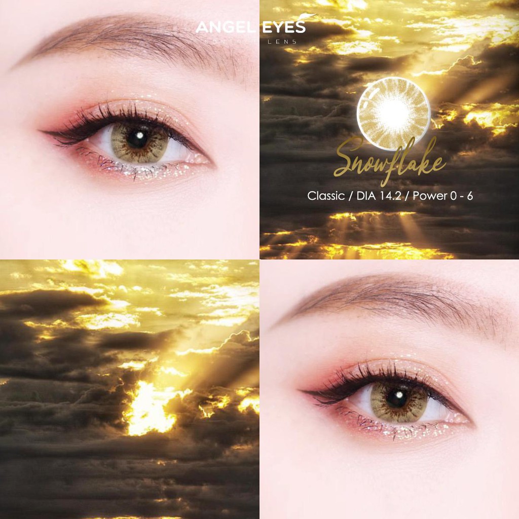 Kính Áp Tròng/ Lens mắt nâu /xám tây áp tròng CLASSIC 6-12H Snowflake Xám & Nâu ĐỘ:0-6