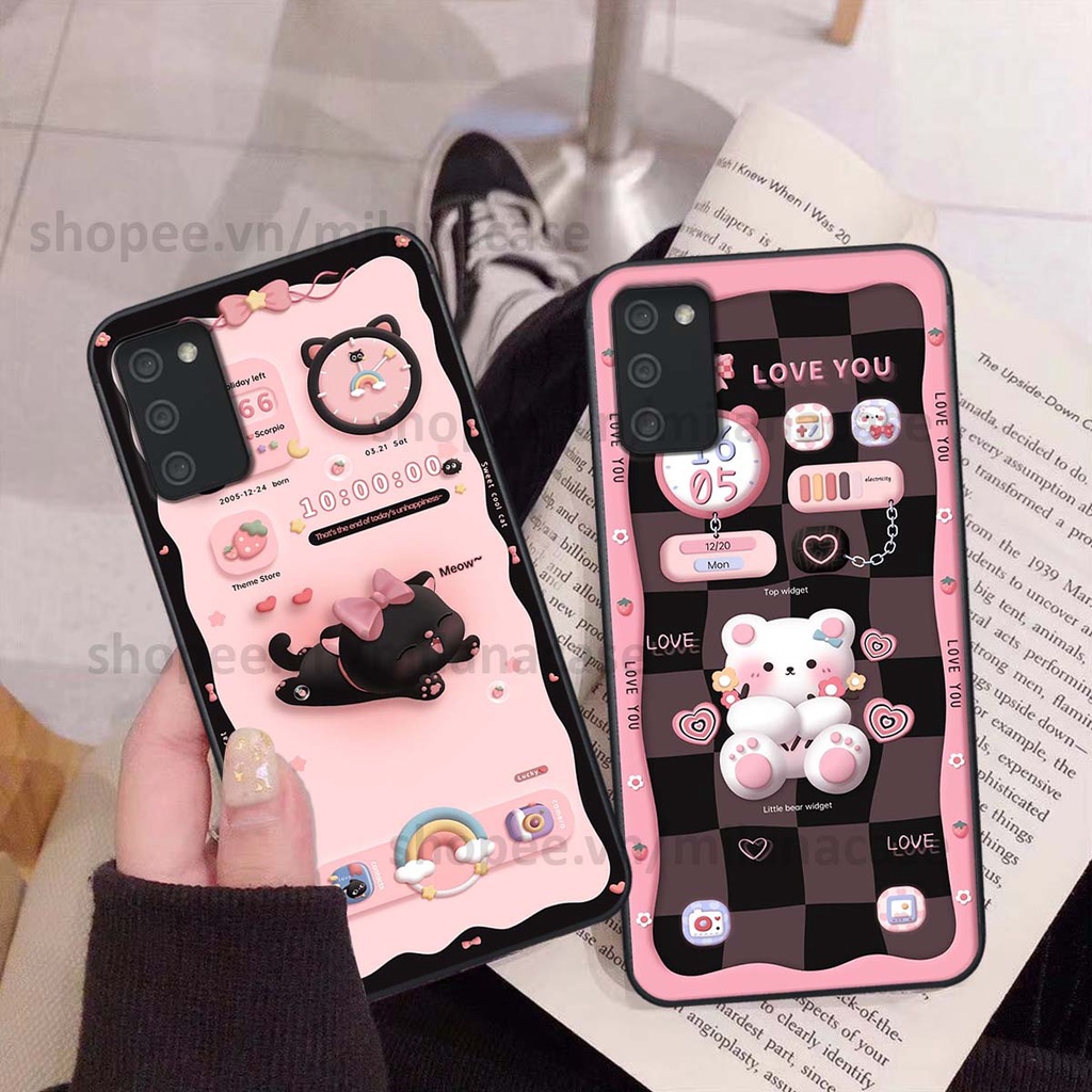 Ốp Samsung A02s / A03s hình đồng hồ icon gấu mèo cute cực dễ thương ngộ nghĩnh