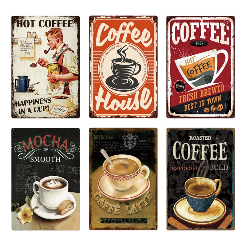 2020 Coffee Tin Sign Vintage Metal Sign Plaque Metal Vintage Wall Decor For Kitchen Coffee Bar Cafe Retro Metal Posters Iron Painting