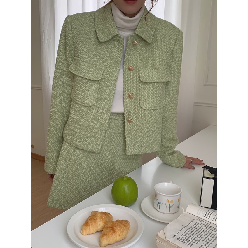 Set áo váy dạ tweed