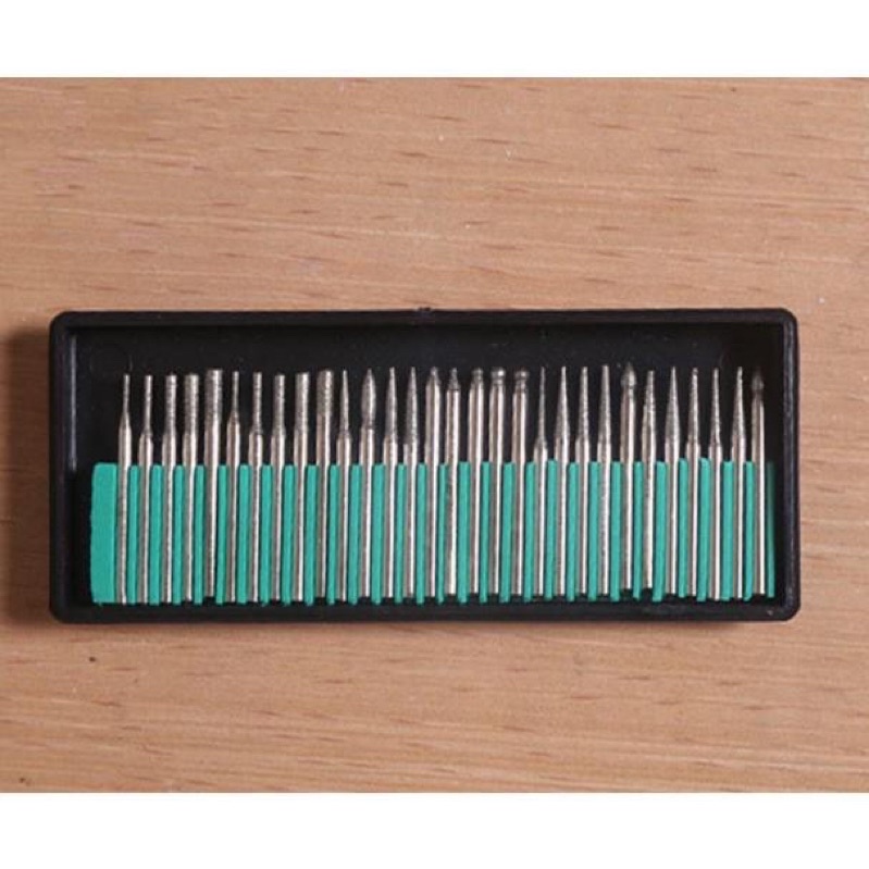 ❤️FREESHIP❤️ Bộ 30 mũi đá mài kim cương mũi chạm khắc độ mịn 180 Grit cán 3mm